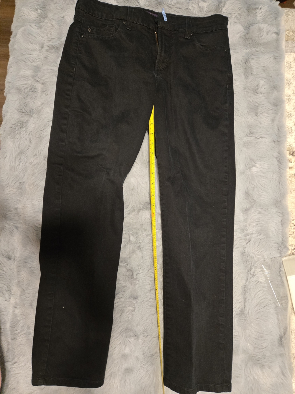 NYDJ Ankle Fit Matte Black Slim Straight Jeans Starched 10